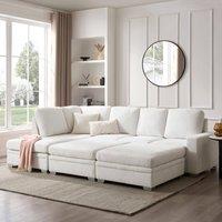 Home Detail Alcott Corner Sofa, Left Hand Facing With Double Footstool in Cream