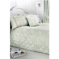 Dreams & Drapes 'Jasmine' Elegant Floral Jacquard Quilted Bedspread in Green