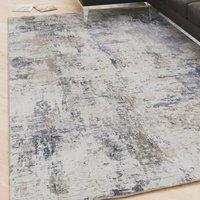 Kukoon Blue Abstract Soft Chenille Washable Living Room Area Rug in White | Size: 240 cm x 330 cm
