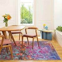 Kukoon Pink & Teal Multi Colour Abstract Maximalist Machine Washable Rug | Size: 240 cm x 330 cm