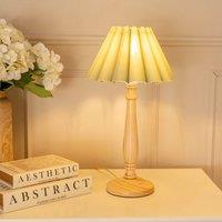 ValueLights Victoria Light Wood Candlestick Stem Table Lamp with Scallop Tapered Lamp Shade in Pale Green