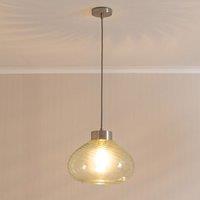 ValueLights Corinne Twill Green Glass Brushed Chrome Capped Ceiling Pendant Light with Bulb in Light Green