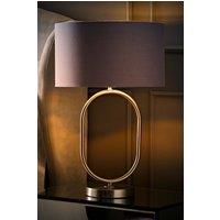 ValueLights Antonia Fabric with Chrome Drum Shade Chrome Oval Table Lamp with Bulb in Grey