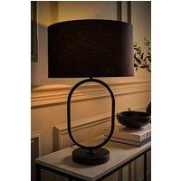 ValueLights Antonia Fabric Drum Lamp Shade Matte Black Oval Table Lamp with Bulb