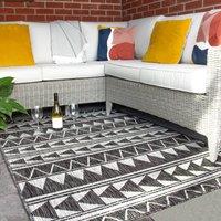 Kukoon Grey Aztec Outdoor, Garden & Patio Area Rug | Size: 120 cm x 170 cm