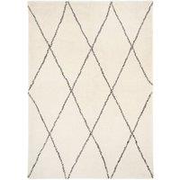Kukoon Machine Washable Shaggy Rug Beige Trellis Fluffy Bedroom Carpet | Size: 160 cm x 230 cm