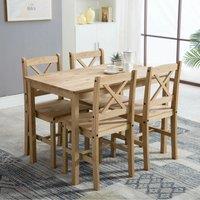 MCC Direct Solid Wooden Kitchen Dining Table & 4 Chairs in Natural