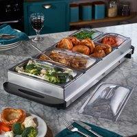 Cooks Professional 5-Section Buffet Warmer 9.6L with Hotplate Function & Adjustable Temp in Silver