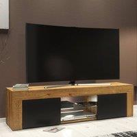 Mex Furniture LTD TV Unit Loom 130cm - Dark Oak & Black Matt Doors & LED Lights