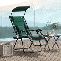 OUTSUNNY Zero Gravity Lounger Chair, Folding Reclining Patio Chair with Shade Cover in Green | Size: 1 Pack