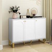 HOMCOM Sideboard with Adjustable Shelves & 3 Doors for Living Room, White