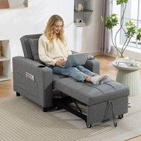HOMCOM 3-in-1 Sofa Bed, Convertible Sleeper Chair with Adjustable Backrest in Dark Grey | Size: 1 Seater