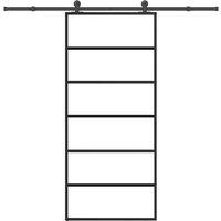 Berkfield Home Sliding Door with Hardware Set 90x205 cm ESG Glass&Aluminium in Black