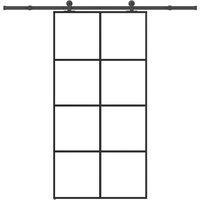 Berkfield Home Sliding Door with Hardware Set 102, 5x205 cm ESG Glass&Aluminium in Black