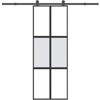 Berkfield Home Sliding Door with Hardware Set 76x205 cm Tempered Glass&Aluminium in Black