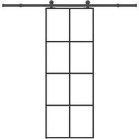 Berkfield Home Sliding Door with Hardware Set 76x205 cm ESG Glass&Aluminium in Black
