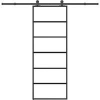 Berkfield Home Sliding Door with Hardware Set 76x205 cm ESG Glass&Aluminium in Black