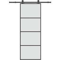 Berkfield Home Sliding Door with Hardware Set 76x205 cm ESG Glass&Aluminium in Black