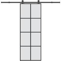 Berkfield Home Sliding Door with Hardware Set 76x205 cm ESG Glass&Aluminium in Black