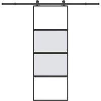 Berkfield Home Sliding Door with Hardware Set 76x205 cm Tempered Glass&Aluminium in Black