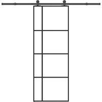 Berkfield Home Sliding Door with Hardware Set 76x205 cm ESG Glass&Aluminium in Black