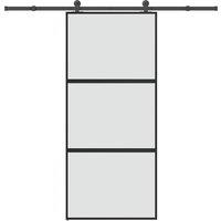 Berkfield Home Sliding Door with Hardware Set 90x205 cm Tempered Glass&Aluminium in Black