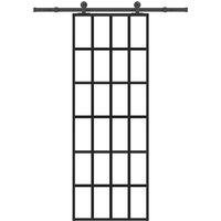Berkfield Home Sliding Door with Hardware Set 76x205 cm ESG Glass&Aluminium in Black