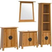 Berkfield Home 4 Piece Bathroom Furniture Set Solid Wood Pine in Brown