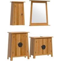 Berkfield Home 4 Piece Bathroom Furniture Set Solid Wood Pine in Brown