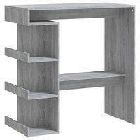 Berkfield Home Bar Table with Storage Rack Grey Sonoma 100x50x101.5 cm