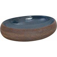 Berkfield Home Countertop Basin Brown & Blue Oval 59x40x15 cm Ceramic | Size: 59 x 40 x 15 cm