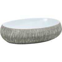 Berkfield Home Countertop Basin Grey & Blue Oval 59x40x15 cm Ceramic | Size: 59 x 40 x 15 cm
