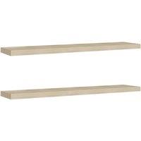 Berkfield Home Floating Wall Shelves 2 pcs Oak 120x23.5x3.8 cm MDF in Light Tan
