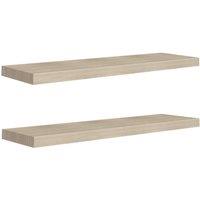 Berkfield Home Floating Wall Shelves 2 pcs Oak 90x23.5x3.8 cm MDF in Light Oak