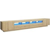 Berkfield Home TV Cabinet with LED Lights Sonoma Oak 260x35x40 cm in Light Oak | Size: 260 x 35 x 40 cm