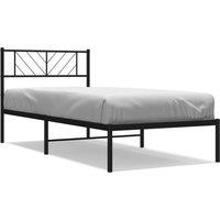 Berkfield Home Metal Bed Frame with Headboard Black 90x200 cm