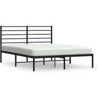 Berkfield Home Metal Bed Frame with Headboard Black 140x200 cm