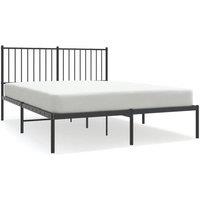 Berkfield Home Metal Bed Frame with Headboard Black 140x190 cm