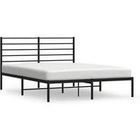 Berkfield Home Metal Bed Frame with Headboard Black 140x190 cm