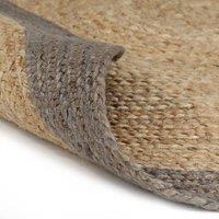 Berkfield Home Handmade Rug Jute with Grey Border 120 cm | Size: 100 cm diameter
