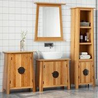 Berkfield Home 4 Piece Bathroom Furniture Set Solid Wood Pine in Brown