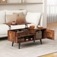 Costway Lift Top Coffee Table Pull up Coffee Table w/ Storage in Brown