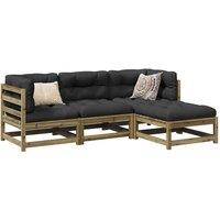 Berkfield Home 4 Piece Garden Sofa Set Impregnated Wood Pine in Brown