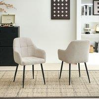 SONARA Modern Set of 2 Dining Chairs with Plush Chenille Fabric in Beige