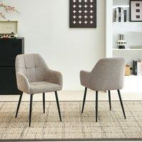 SONARA Modern Set of 2 Dining Chairs with Plush Chenille Fabric in Light Brown