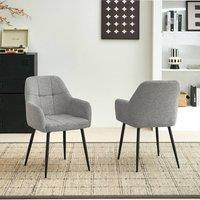 SONARA Modern Set of 2 Dining Chairs with Plush Chenille Fabric in Grey