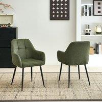 SONARA Modern Set of 2 Dining Chairs with Plush Chenille Fabric in Green