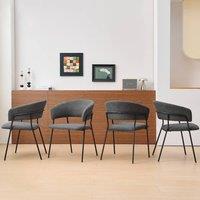 SONARA Modern Set of 4 Dining Chair with Sleek One-Piece Metal Frame in Dark Grey