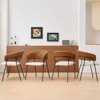 SONARA Modern Set of 4 Dining Chair with Sleek One-Piece Metal Frame in Brown