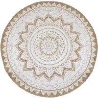Berkfield Home Area Rug Braided Jute Printed 180 cm Round in Beige | Size: 100 cm diameter